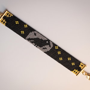 Modèle de bracelet délicat en perles tissées au métier à tisser | Perles de rocaille gothiques (PDF) | Tutoriel de bijoux au métier à tisser | Perles Miyuki Delica 11 | Cadeaux personnalisés