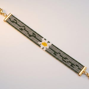 Bead Loom Beaded Bracelet Pattern | Seed Bead Sun Flower PDF | Loom Stitch Jewelry Tutorial | Miyuki Delica 11 | Digital Download