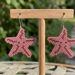 Starfish Beaded Earrings | Seed Beads pattern PDF | Ocean Animal Brick Stitch | Miyuki Delica 11/0 Color | Handmade Beading Jewelry Tutorial