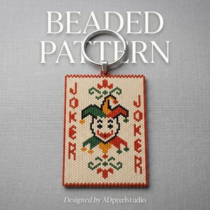 American Mahjong Beaded keychain Pattern | Joker Peyote Stitch Pattern | Miyuki Delica 11/0 Color | PDF Digital Download