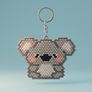 Koala-Schlüsselanhänger aus Perlen | Kawaii-Perlenschmuck | Niedliches australisches Tier – Anleitung im Brick-Stitch-Stil | Miyuki Delica 11/0 | PDF-Download