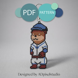 Baseball Gifts Otter Beaded Keychain Pattern | Cute Sea Animal Keychain | Miyuki Delica 11/0 Color | PDF Digital Download