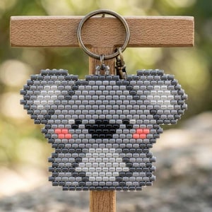 Wzór na brelok z koralikami koala | Wzór na koraliki w formacie PDF | Ścieg ceglany z motywem zwierząt | Kolor Miyuki Delica 11/0 | Samouczek tworzenia ręcznie robionej biżuterii koralikowej