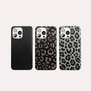 Black Leopard Phone Case Cheetah Animal Cover for iPhone 17Pro, 16, 15, 14, 13, 12, Samsung S26, S25, S24, S23Fe, A16, A56, Pixel 10, 9Pro