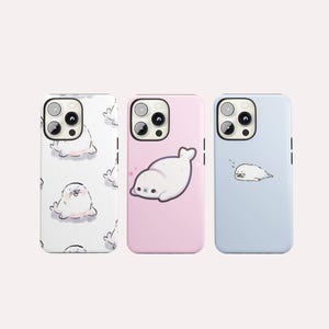 Funda para teléfono con diseño de foca adorable, funda con diseño de cachorro de foca para iPhone 18Pro, 17, 16, 15, 14, 13, Samsung S26, S25, S24, S23Fe, A16, A56, Pixel 11, 10Pro