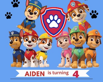 Editable Paw-ty Birthday Invitation TemplatePuppy Patrol pup boys&girls Bday,Digital Download,Kids party Invitation PAW BIRTHDAY,paw patrol