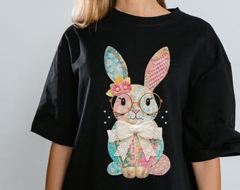 Modny Wielkanocny png, Patchwork w kratkę gingham w stylu Cottage Core PNG, Moda Wielkanocna, Kwiatowy retro Wielkanocny png