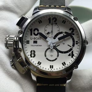 Luxury Diver Style Watch Men, Bold Crown Design, Military Inspired Watch, Black White Dial, Statement Wrist Watch Gift for Him