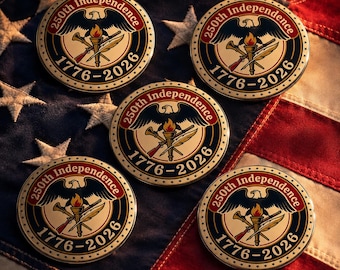 250th Anniversary Pin Button 5-Pack 1776-2026 | Patriotic Bald Eagle USA Pins | America 250 Semiquincentennial Bundle