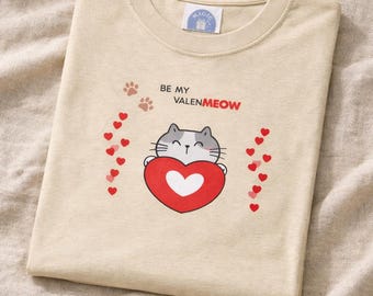 Be My Valenmeow Cat T Shirt Cute Valentine Cat Shirt Kitty Heart Graphic Tee Funny Cat Lover Gift Unisex