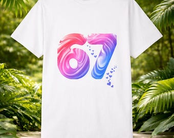 67 Angel Number Shirt | Spiritual Numerology Tee | Colorful Gradient Aesthetic Unisex T-Shirt | Positive Energy Gift for Men & Women