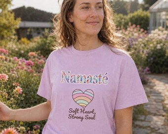 Namaste Shirt Soft Heart Strong Soul | Comfort Colors 1717 Garment Dyed Tee | Yoga Gift Shirt | Spiritual Unisex T-Shirt | Yoga Lover Gift