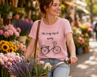 Slow-Living-Fahrradshirt, Fahrradgrafik-T-Shirt, minimalistisches Outdoor-Lifestyle-T-Shirt, Unisex-Top für achtsames Radfahren von Bella Canvas