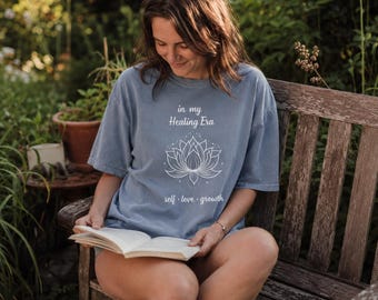 Comfort Colors 1717 Garment Dyed Tshirt Unisex Heavyweight Tee Vintage Wash Relaxed Fit Sage Blue Jean Island Reef Gift