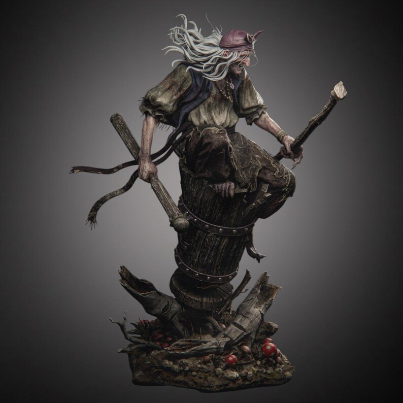 Baba Yaga Witch Statue – Slavic Folklore Resin Figure, Gothic Crone ...