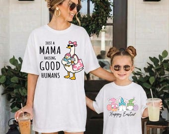 Just A Mama Raising Good Humans Shirt, Funny Duck Graphic Tee
