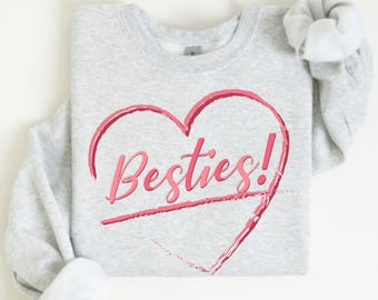 Besties Heart Sweatshirt, Matching Friends Hoodie, Sisters Outfit, BFF Apparel
