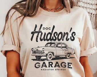 Retro Doc Hudson Garage Shirt, Radiator Springs Graphic Tee