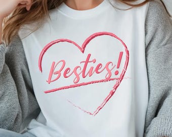 Besties Heart Sweatshirt, Matching Friends Hoodie, Sisters Outfit, BFF Gift