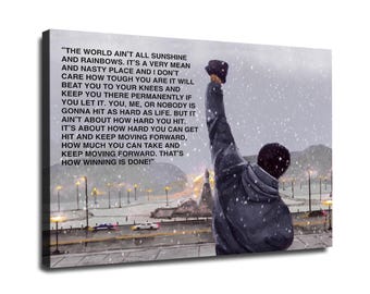 Rocky Balboa Canvas Wall Art, Rocky Motivational and Inspirational Quote Poster Print