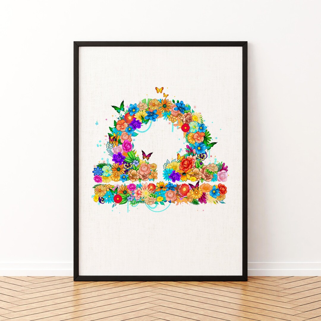 Libra Zodiac Sign Made of Flowers Watercolor Wall Art, Custom Canvas or ...