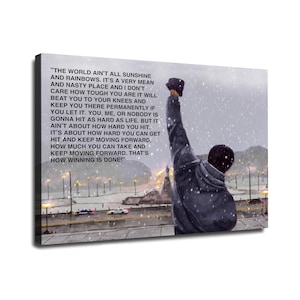 Rocky Balboa Canvas Wall Art, Rocky Motivational and Inspirational Quote Poster Print, Christmas Gift
