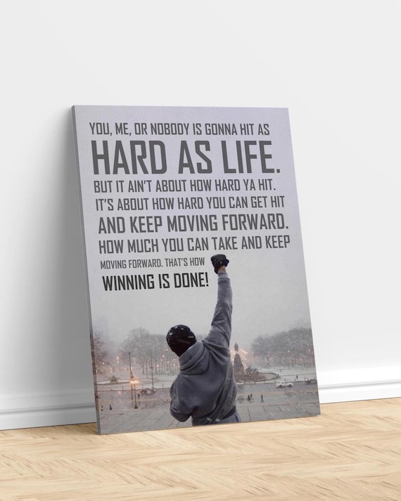 Rocky Motivational and Inspirational Quote Canvas or Poster Wall Art, Vertical Framed Print