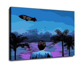 Scarface Movie Canvas Wall Art, Tony Montana - The World Is Yours Poster Print