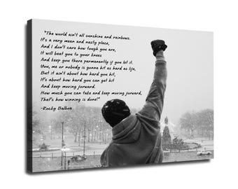 Rocky Canvas Wall Art, Rocky Balboa Motivational and Inspirational Quote Poster Print
