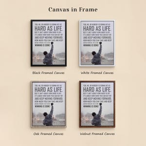 May include: Four framed canvas prints featuring a person with an arm raised against a snowy backdrop. The text reads: YOU ME, OR NOBODY IS GONNA HIT AS HARD AS LIFE. BUT IT AIN'T ABOUT HOW HARD YA HIT. IT'S ABOUT HOW HARD YOU CAN GET HIT AND KEEP MOVING FORWARD.