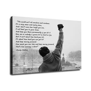 Rocky Canvas Wall Art, Rocky Balboa Motivational and Inspirational Quote Poster Print, Christmas Gift