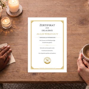 Zertifikat Alles wird gut | Druckvorlage Urkunde | Sofort-Download A4 US Letter