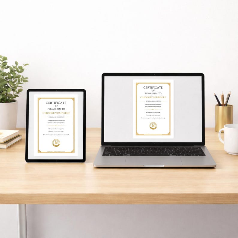 Certificate of Permission to Choose Yourself | Official Recognition ...