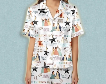 Hamilton Musical Short Satin Pajamas, Broadway Theater Pajamas, Musical Sleepwear, Alexander Hamilton Pajamas Set, Hamilton Fan Gift