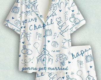 2026 Going To The Chapel Set Pajamas, Gonna Get Married Bachelorette Bride Wedding Art Short Sleeve Pajama, Pajama Set Nightwear Women Gift
