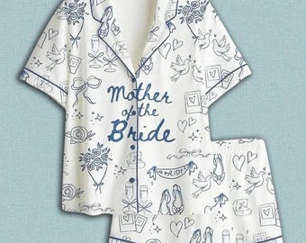 Mother Of The Bride Pajamas Set, Going To The Chapel Getting Ready Wedding Party Satin Pajam Set, Bride PJs, Bridal Shower Bachelorette Gift