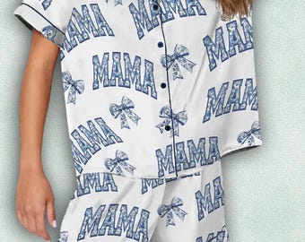 Mom Birthday Gift, MaMa Pajamas Satin Set, Mother's Day Gift, Gift For Her, Gift For Grandma, Birthday Gift, Lounge Wear Satin For Women