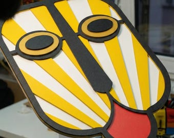 3D Abstract Pop Art Face – Modern Wooden Wall Art Sculpture