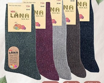 5 Pairs Lambswool Thermal Socks - Women's Winter Wool