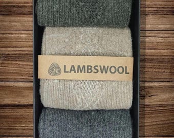 Men’s Winter Socks 3-Pack – Lambswool Wool – Warm Cozy Knit Socks