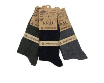 Men's Lambswool Thermal Socks (3 Pair) Warm Winter Scented Wool Socks