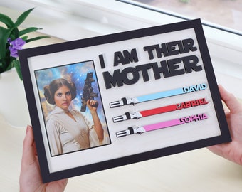 Unique Mothers Day Gift I Am Their Mom Sign, Personalized Gift For Mom, Custom Lightsaber Sign, Birthday Gift For Grandma, Wooden Plaque