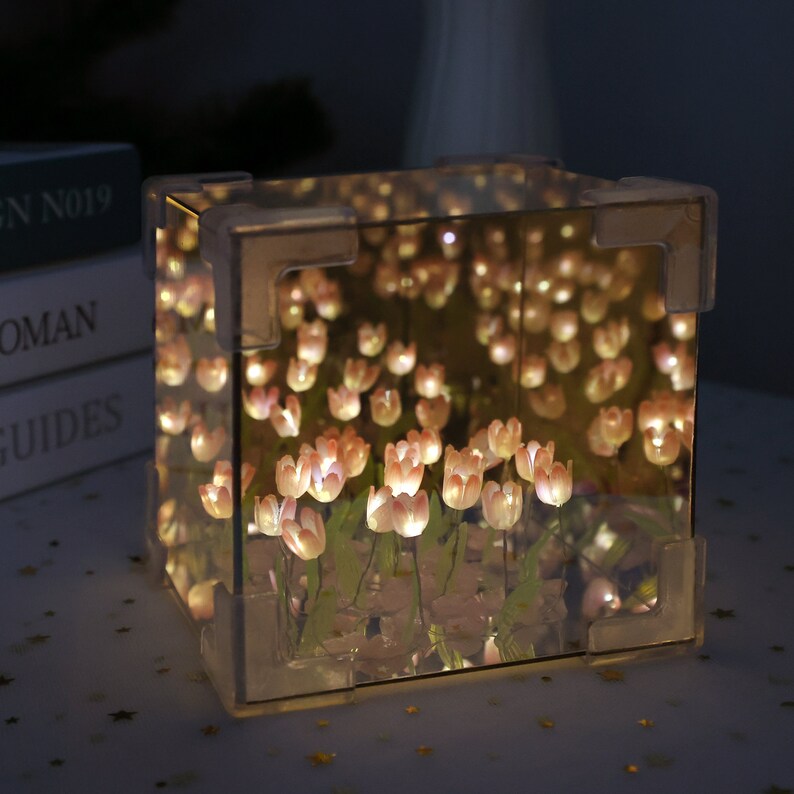 Personalized birthday gifts, Flower night lights, Handmade DIY night lights, Tulip LED night lights, Creative mirror table lamps,Mom Gift zdjęcie 7