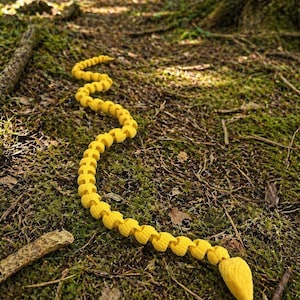 3D Printed XL Articulated Snake 60 Cm Flexi Fidget Toy Display Matte Yellow Gift