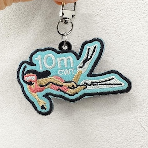 Freediving Embroidered Keychain - 10m CWT Depth Badge, Ocean Lover Gift