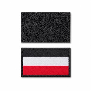 Parche bordado con la bandera del Imperio Alemán, tricolor negro, blanco y rojo, con cierre de velcro.