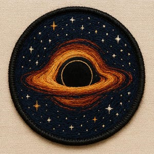 Black Hole Embroidered Patch – Space Astronomy Iron-On Patch