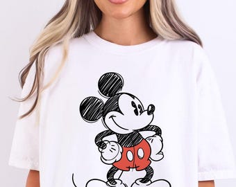 Vintage Mouse Sweatshirt, Sketch Cartoon Crewneck | Cute Disney Style Shirt | Casual Unisex Graphic Sweatshirt