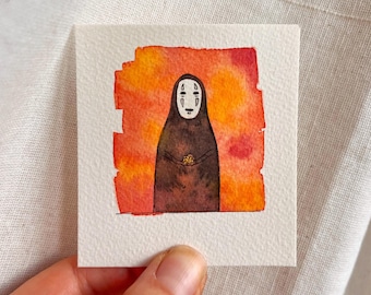 Original Watercolor No Face Spirited Away Painting, Personalisable