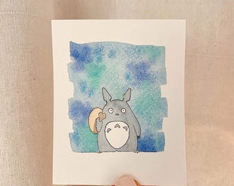 Original Watercolor Chuu (medium) Totoro Painting, Personalisable